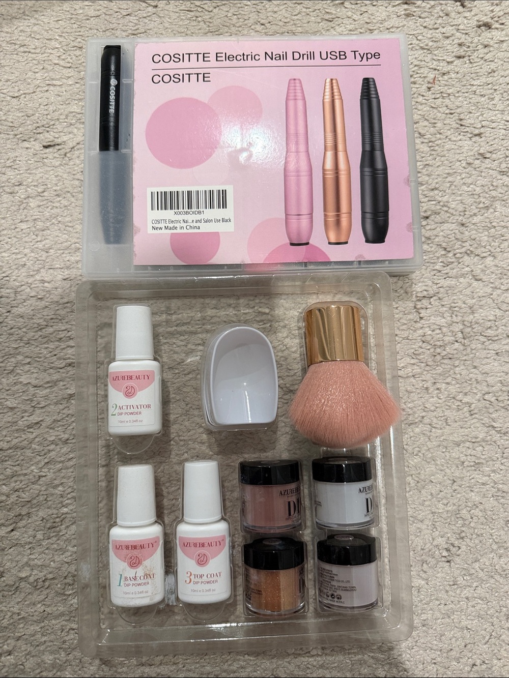 Electric Nail Drill USB Type and dip powder kit